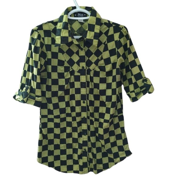 Abbey Dawn Tops - Abby Dawn Avril Lavigne Grunge Y2K Button Down Checkered Top Size Large